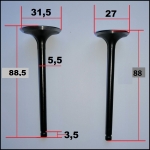 Клапана  (h-88,5; d-31,5) (h-88 d-27) , до каемки 3,5 mm